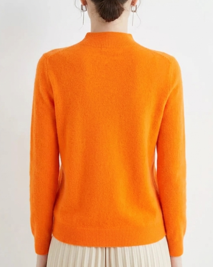 Mock Neck Sweater Women Merino Wool Knit Long Sleeve Pullover Top