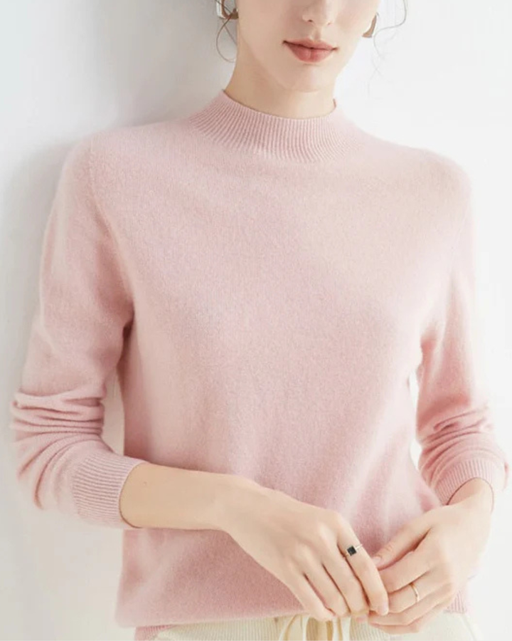 Mock Neck Sweater Women Merino Wool Knit Long Sleeve Pullover Top