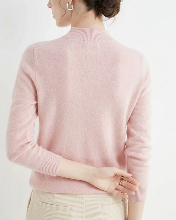 Mock Neck Sweater Women Merino Wool Knit Long Sleeve Pullover Top