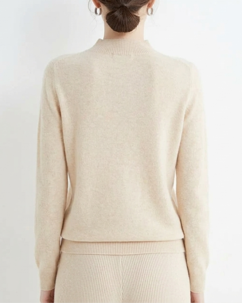 Mock Neck Sweater Women Merino Wool Knit Long Sleeve Pullover Top