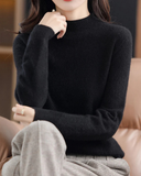 Mock Neck Sweater Women Merino Wool Knit Long Sleeve Pullover Top