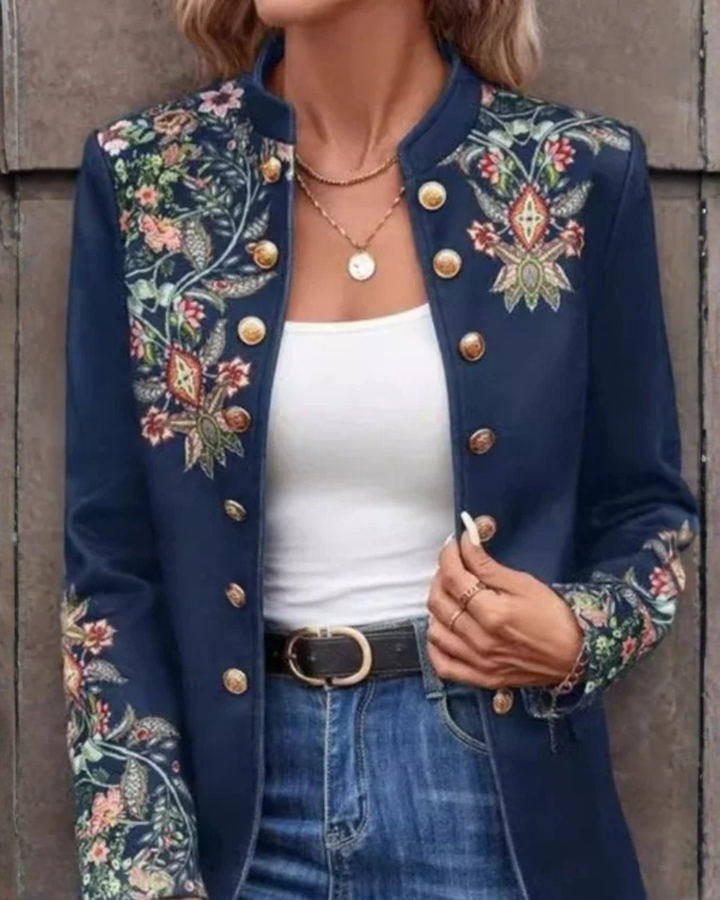 Women's Wool Mix Embroidered Cardigan Jacket