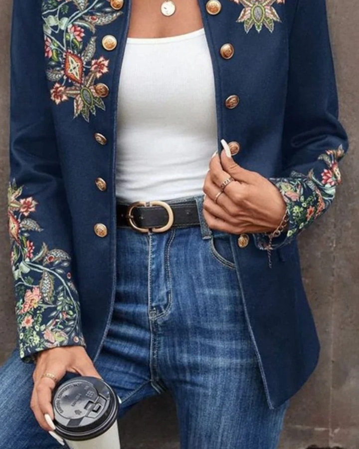 Women's Wool Mix Embroidered Cardigan Jacket