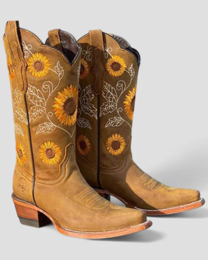 Women's Leather Cowboy Boots Western Footwear