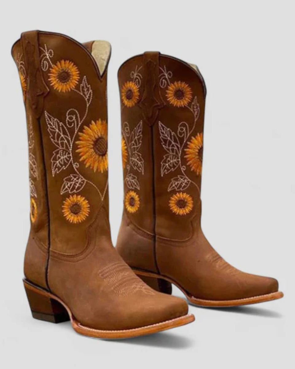Women's Leather Cowboy Boots Western Footwear