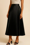 Women's High Waist Satin Pleated Maxi Skirt for Formal Occasions