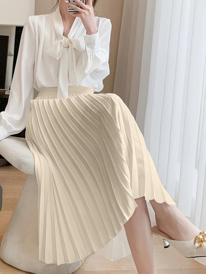 Women's High Waist Satin Pleated Maxi Skirt for Formal Occasions