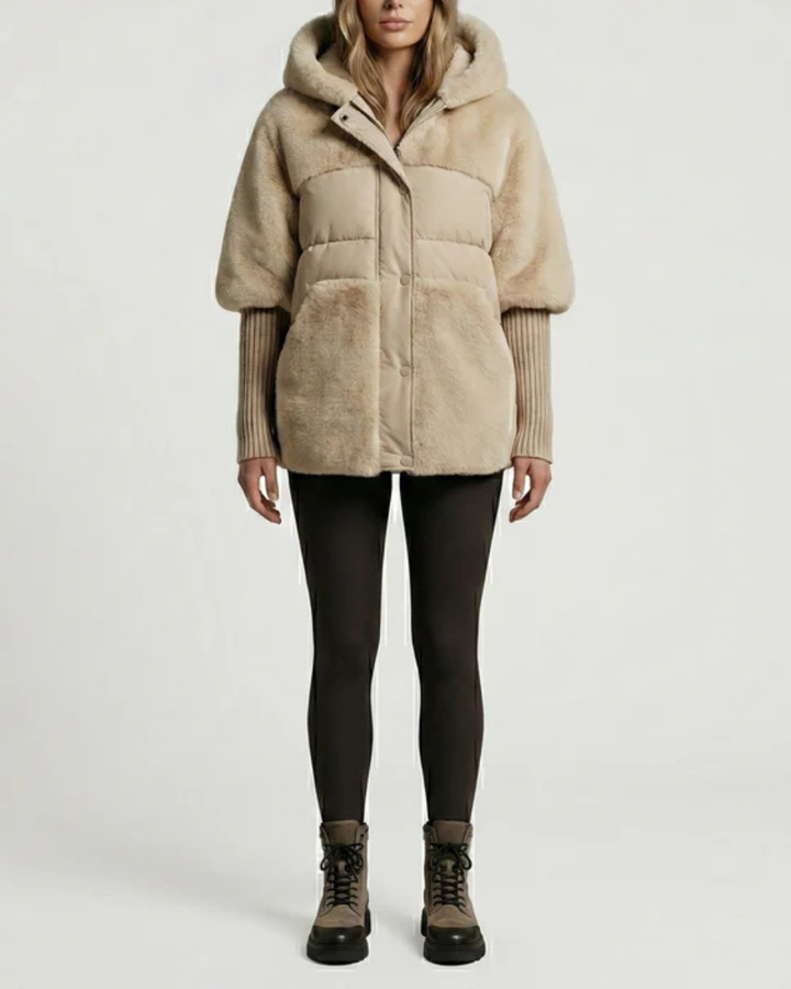 Women's Hooded Puffer Jacket Fleece Coat