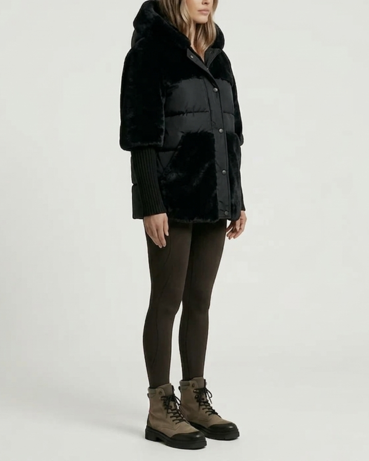 Women's Hooded Puffer Jacket Fleece Coat