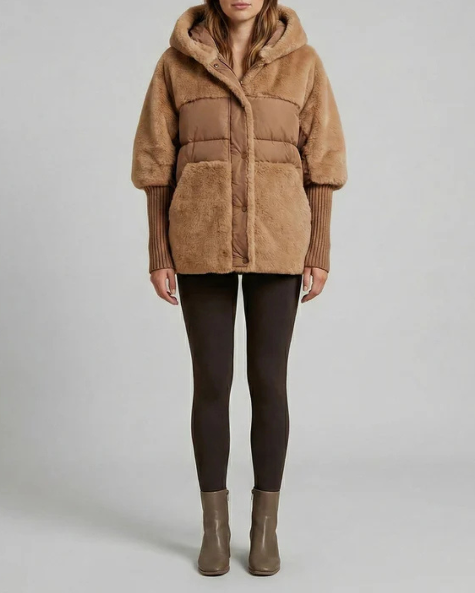 Women's Hooded Puffer Jacket Fleece Coat