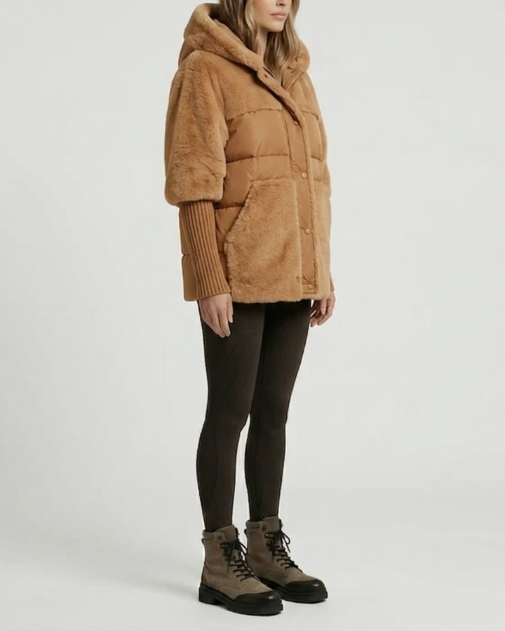 Women's Hooded Puffer Jacket Fleece Coat