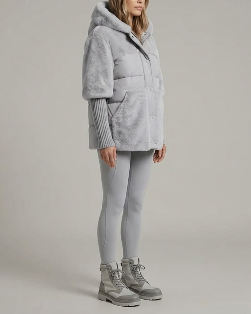 Women's Hooded Puffer Jacket Fleece Coat