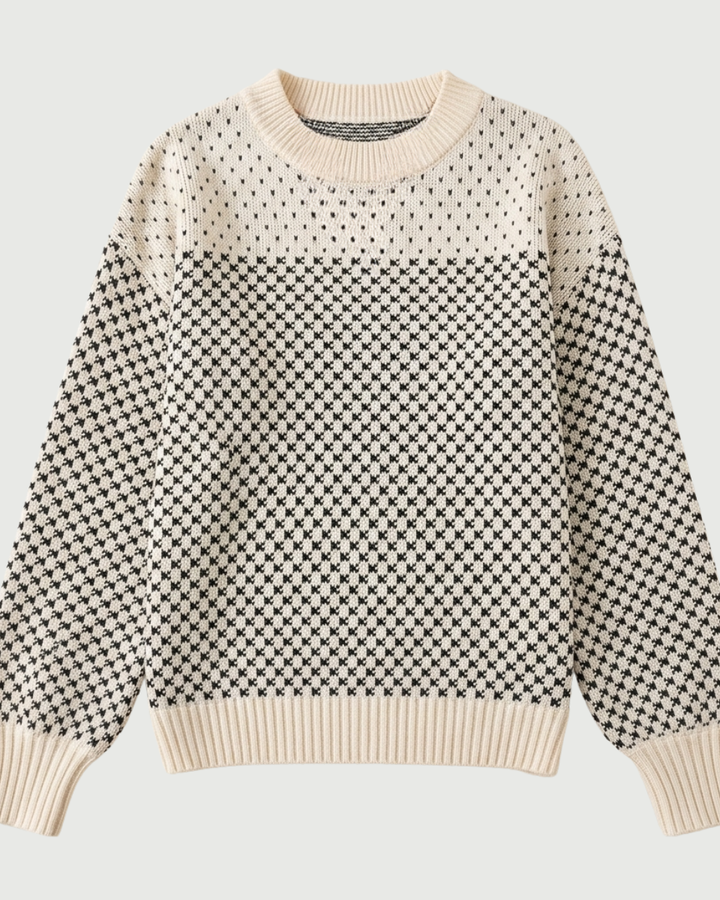Women's Merino Wool Round Neck Knit Sweater Lantern Sleeve Pullover