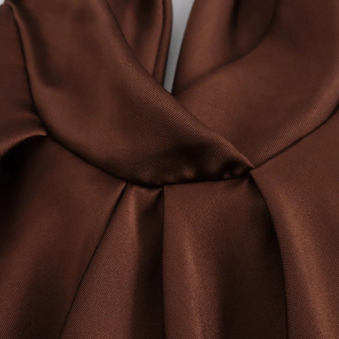 Robe longue midi en satin pour femme, col halter, robe de soirée formelle