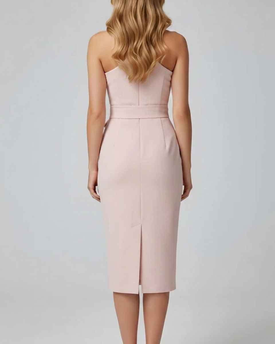 Women's One Shoulder Asymmetrical Crepe Midi Bodycon Dress