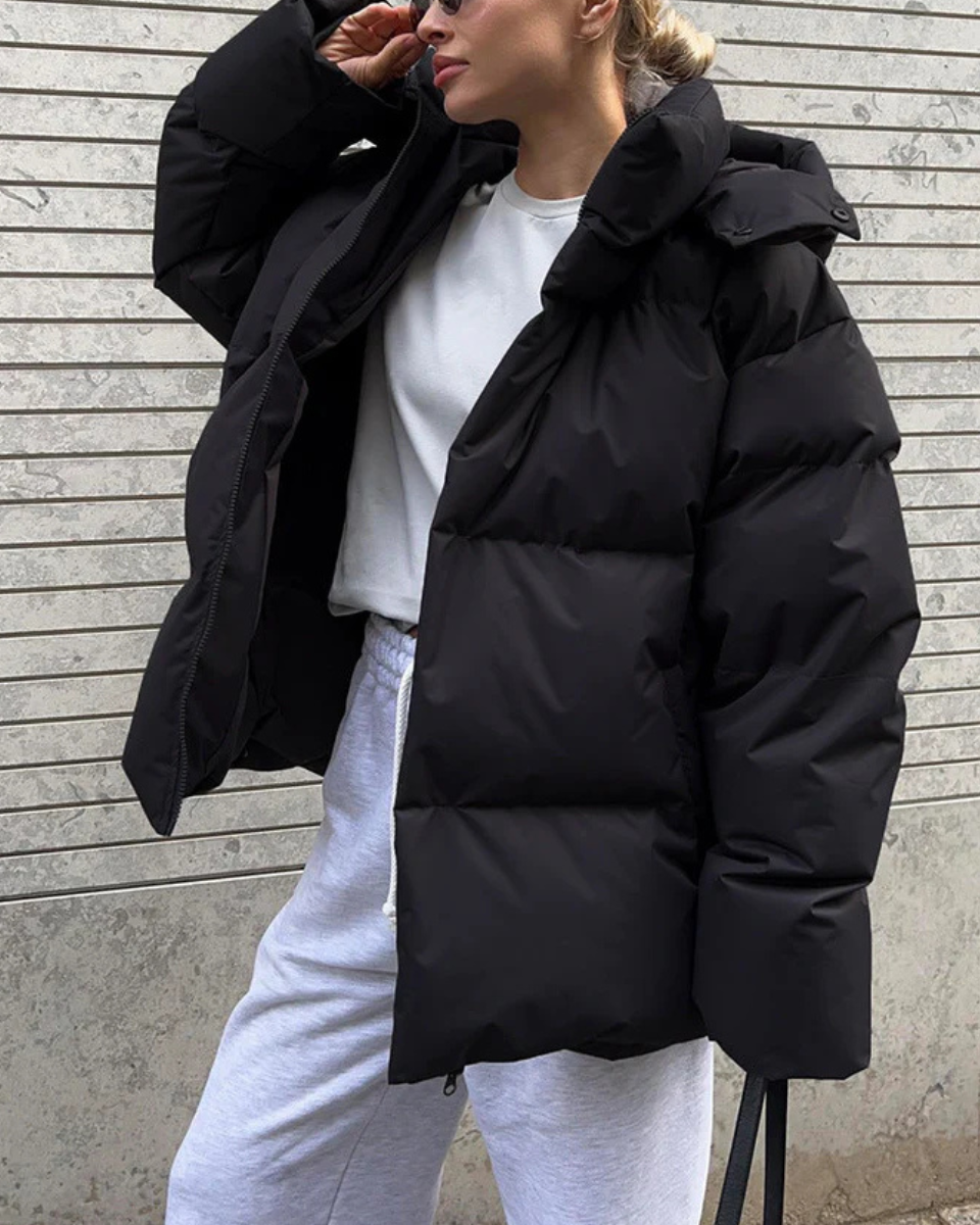 Women's Fleece Hooded Puffer Jacket Down Coat