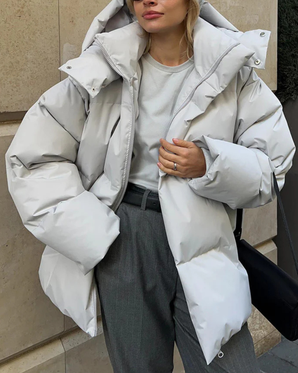 Women's Fleece Hooded Puffer Jacket Down Coat