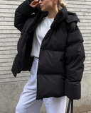 Women's Fleece Hooded Puffer Jacket Down Coat