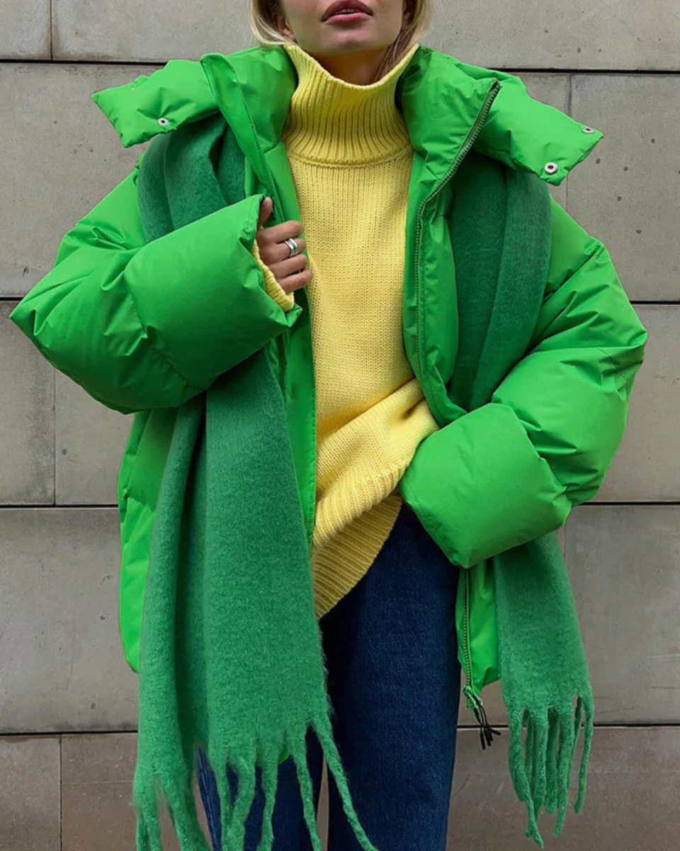 Women's Fleece Hooded Puffer Jacket Down Coat