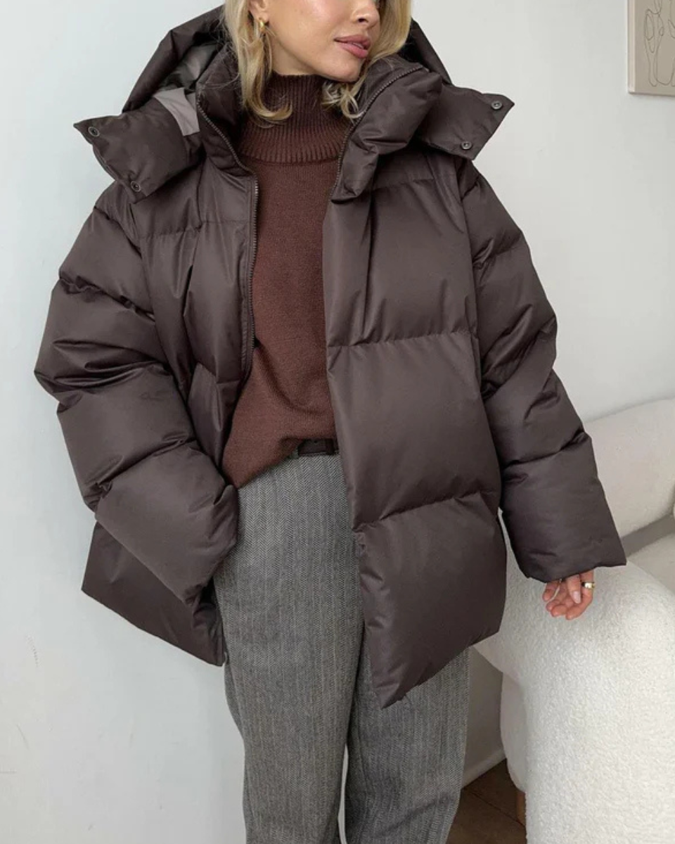 Women's Fleece Hooded Puffer Jacket Down Coat