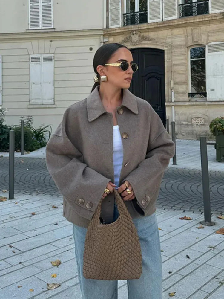 Women's Relaxed Fit Wool Blend Oversized Jacket