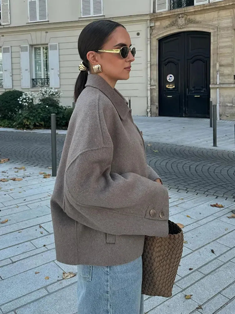 Women's Relaxed Fit Wool Blend Oversized Jacket