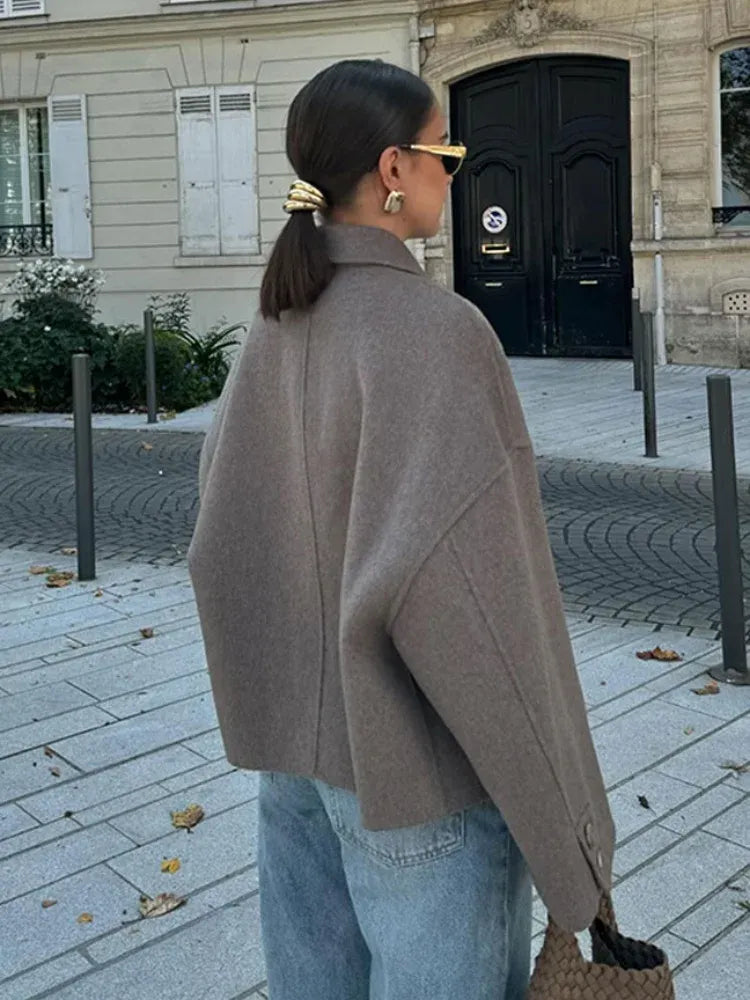Women's Relaxed Fit Wool Blend Oversized Jacket