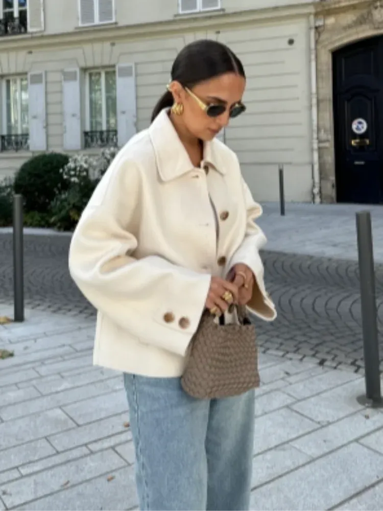 Women's Relaxed Fit Wool Blend Oversized Jacket
