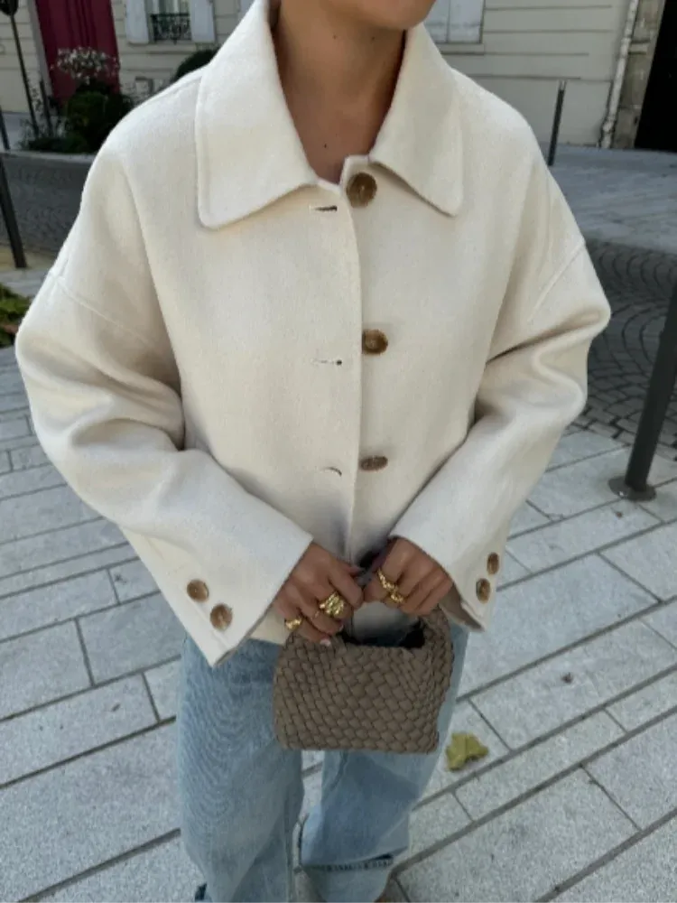 Women's Relaxed Fit Wool Blend Oversized Jacket