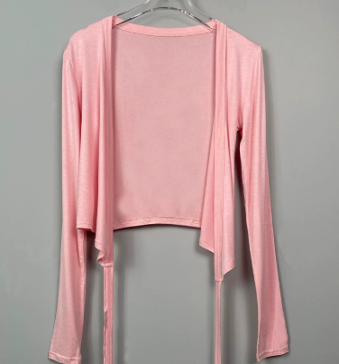 Women's Linen Long Sleeve V-Neck Wrap Top