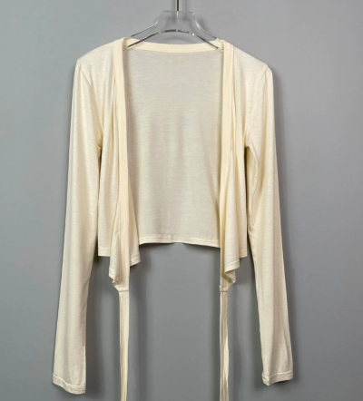 Women's Linen Long Sleeve V-Neck Wrap Top
