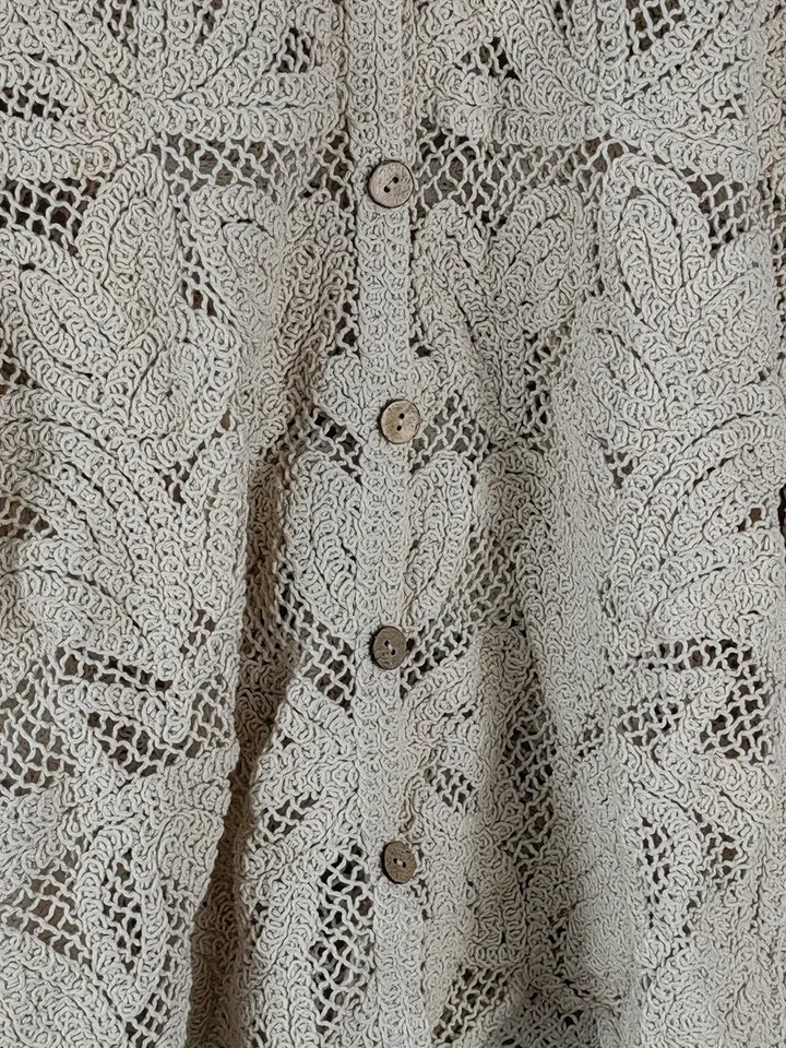 Women's Lace V-Neck Button Front Blouse