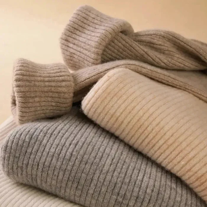 Women's Ribbed Turtleneck Long Sleeve Knit Pullover