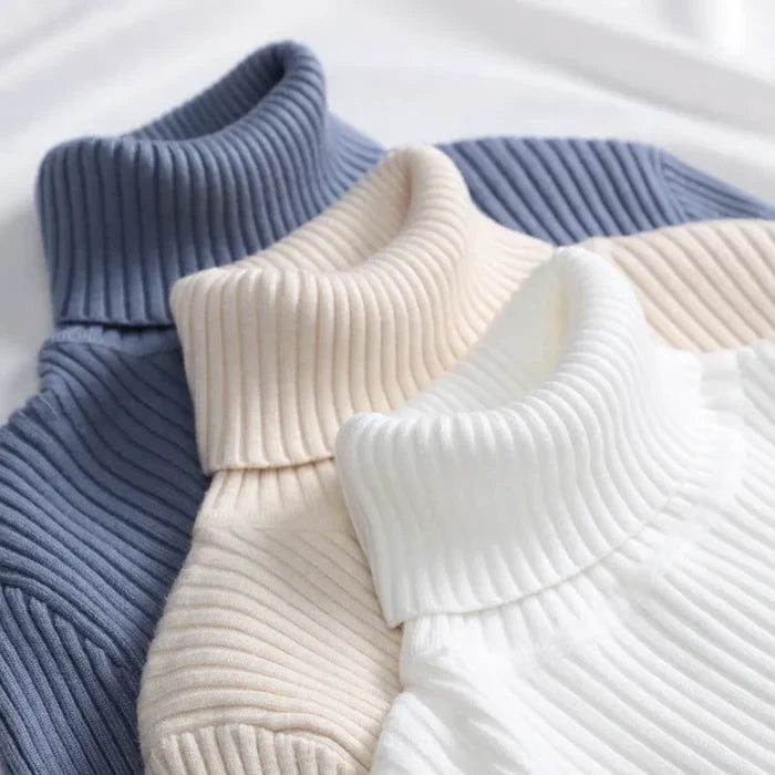 Women's Ribbed Turtleneck Long Sleeve Knit Pullover