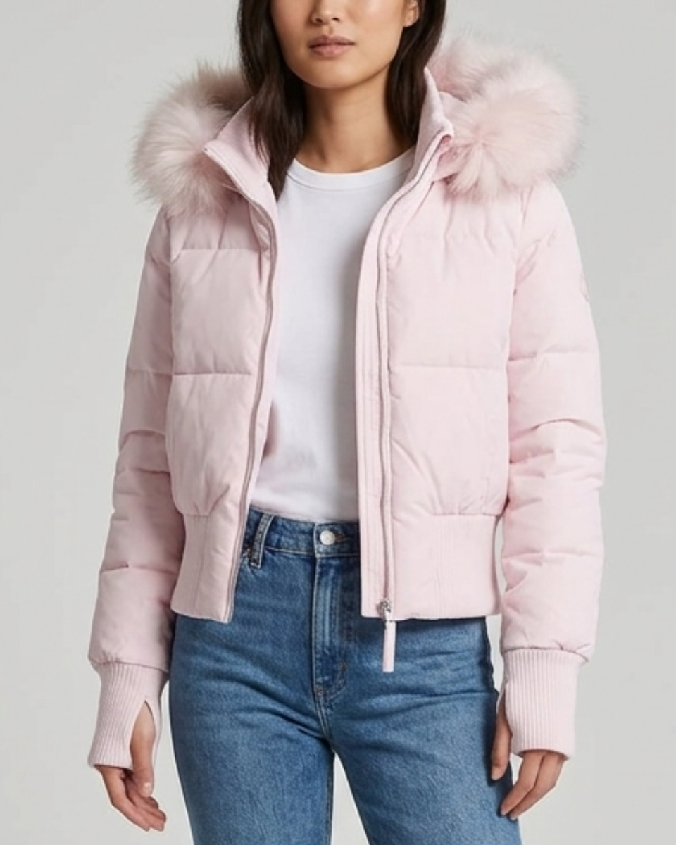 Women's Fleece Puffer Jacket Faux Fur Hood