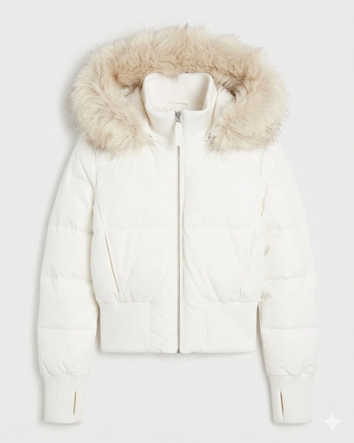 Women's Fleece Puffer Jacket Faux Fur Hood