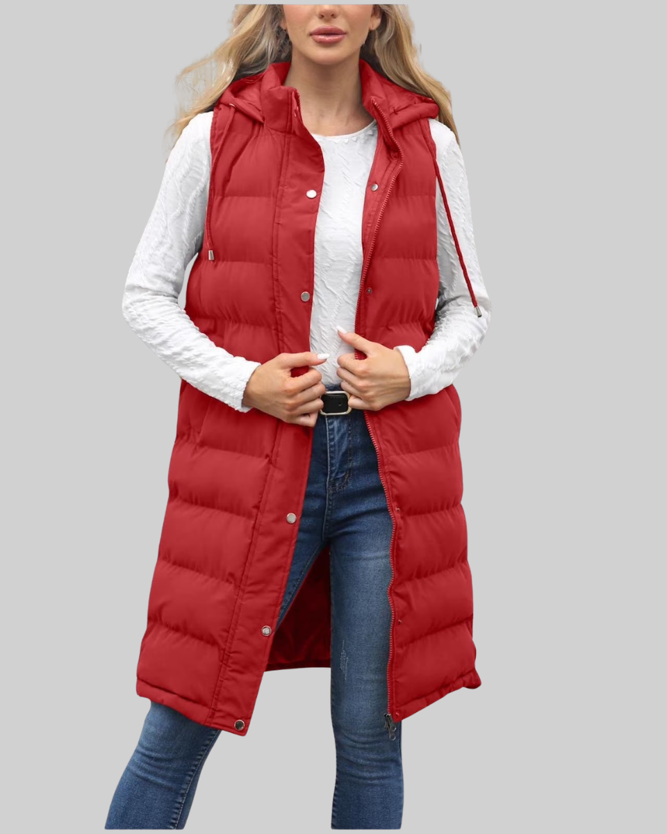 Women's Long Puffer Vest Nylon Quilted Gilet
