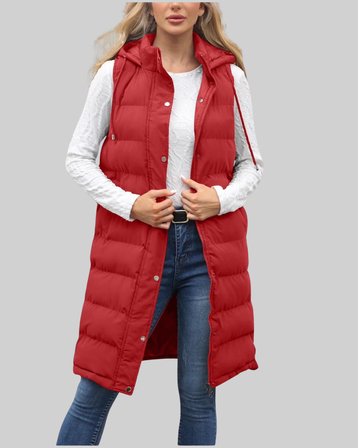 Women's Long Puffer Vest Nylon Quilted Gilet