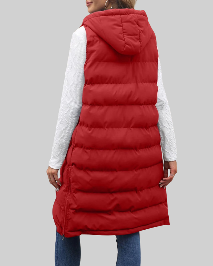 Women's Long Puffer Vest Nylon Quilted Gilet