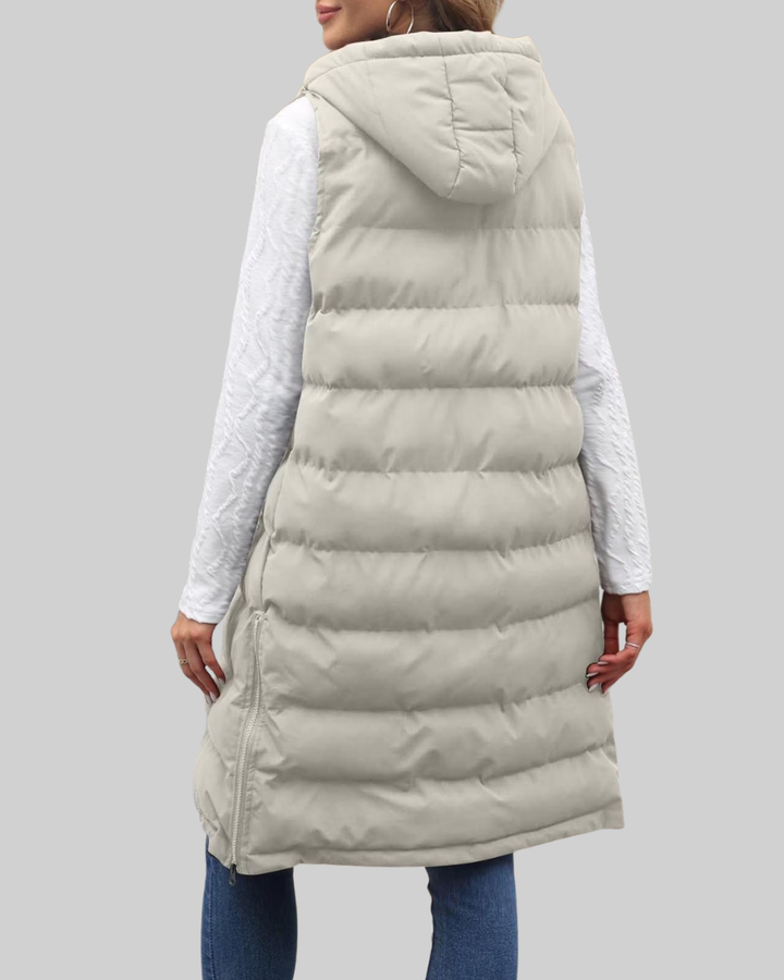 Women's Long Puffer Vest Nylon Quilted Gilet