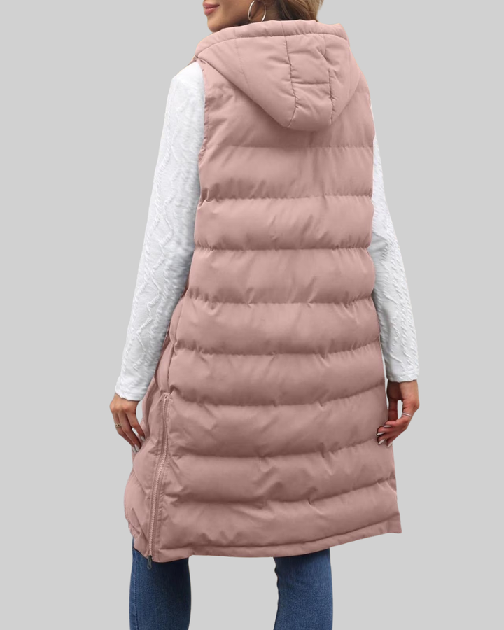 Women's Long Puffer Vest Nylon Quilted Gilet