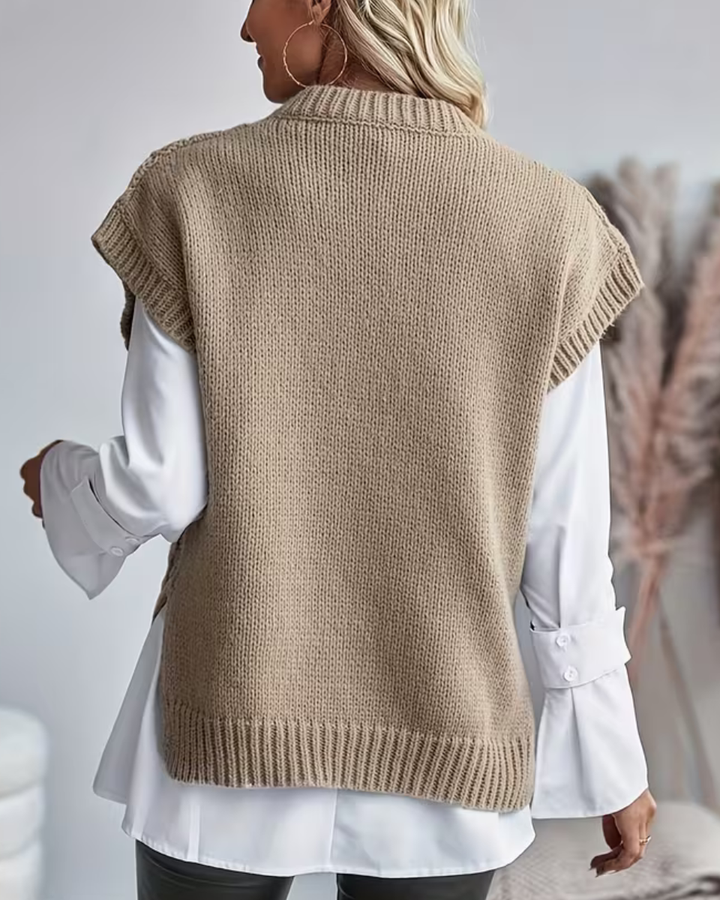Women's Knit Sweater Vest Pullover Sleeveless Top