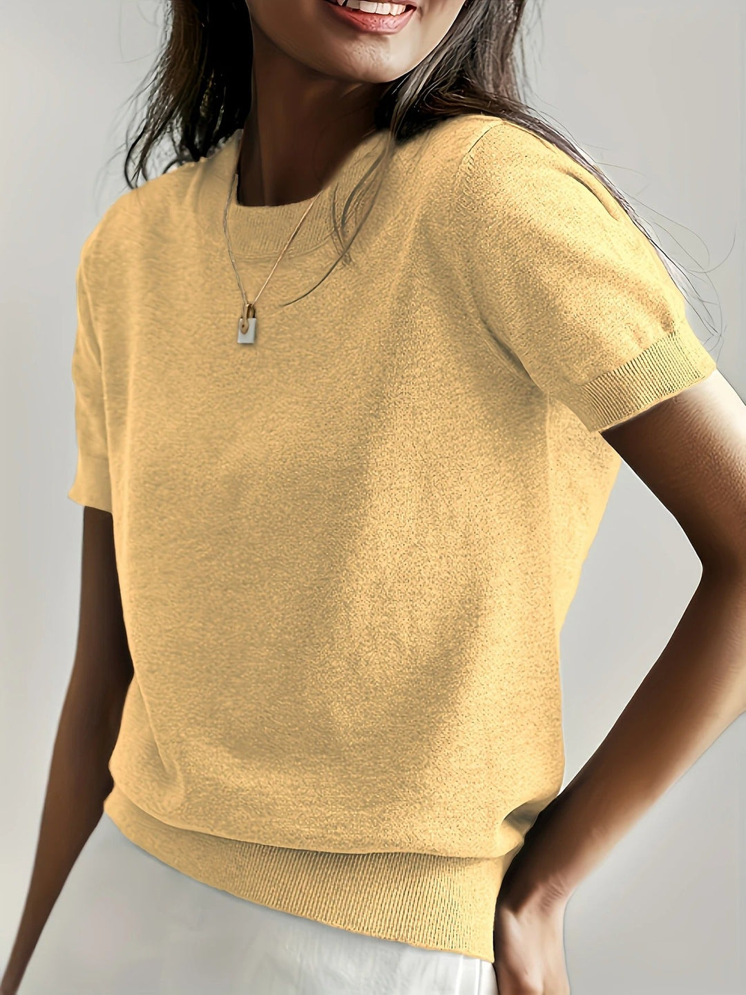 Women's Knit Short Sleeve Crew Neck T-Shirt