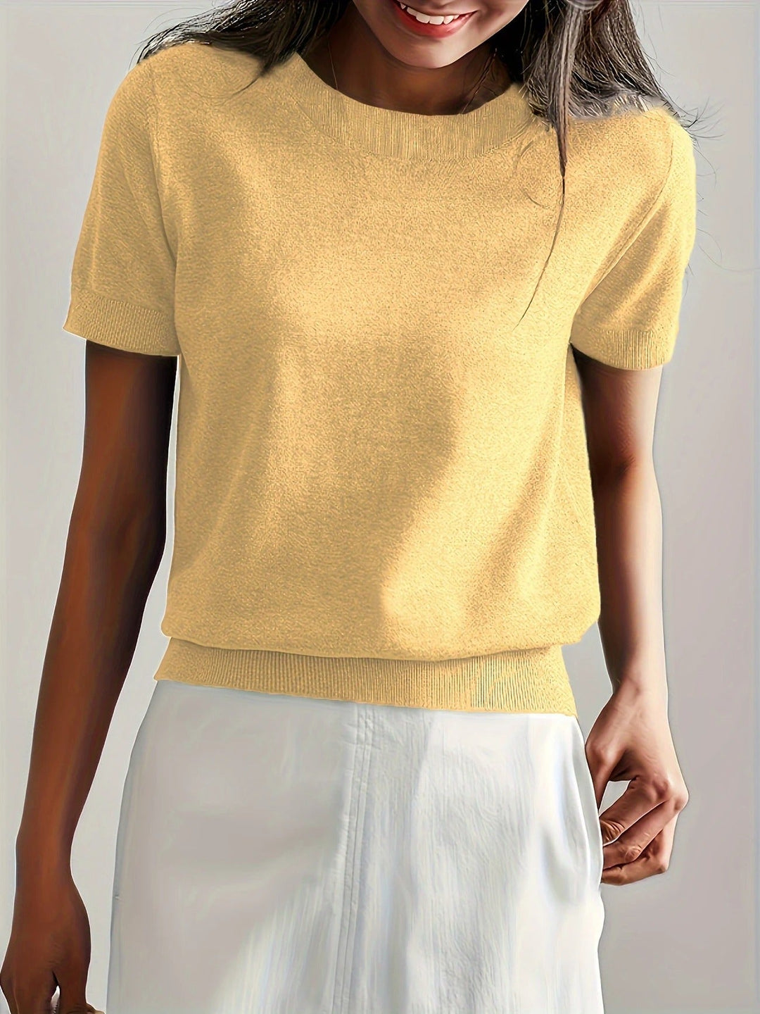 Women's Knit Short Sleeve Crew Neck T-Shirt