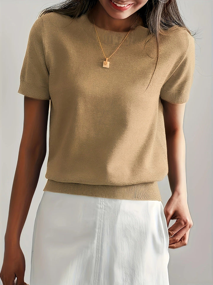 Women's Knit Short Sleeve Crew Neck T-Shirt