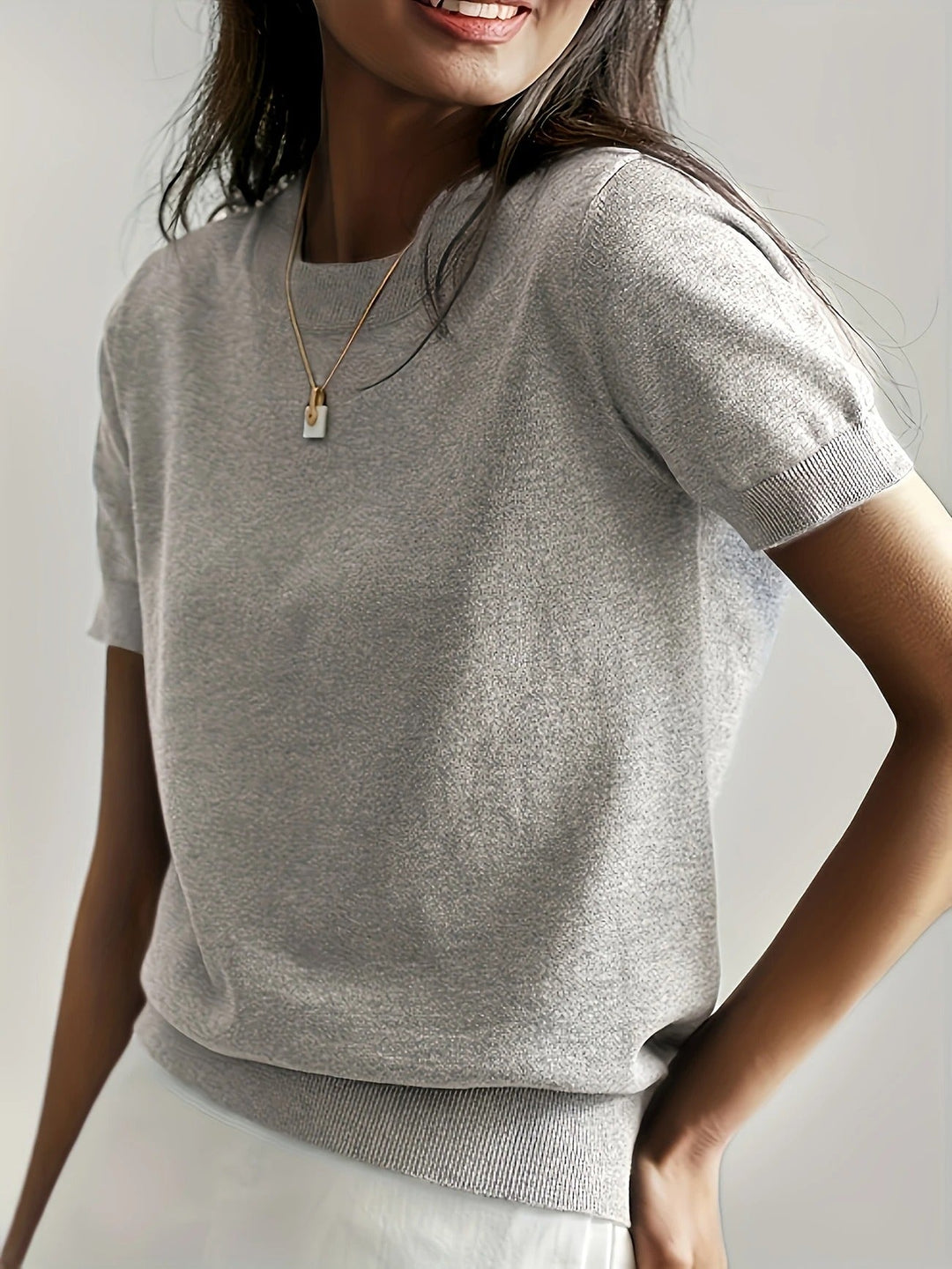 Women's Knit Short Sleeve Crew Neck T-Shirt