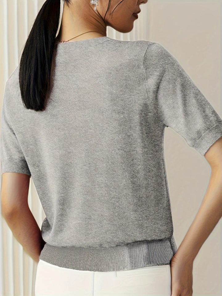 Women's Knit Short Sleeve Crew Neck T-Shirt