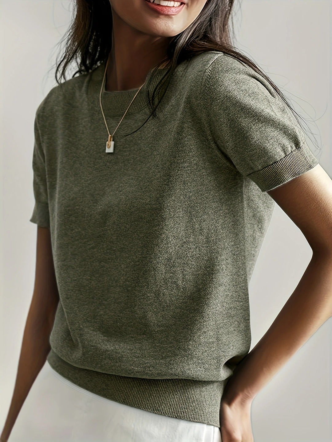 Women's Knit Short Sleeve Crew Neck T-Shirt