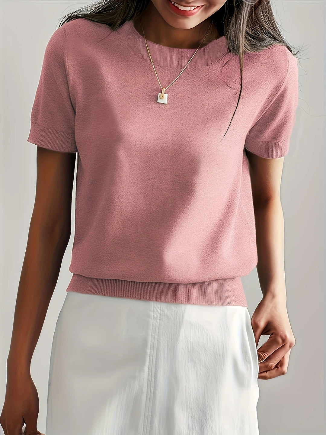Women's Knit Short Sleeve Crew Neck T-Shirt