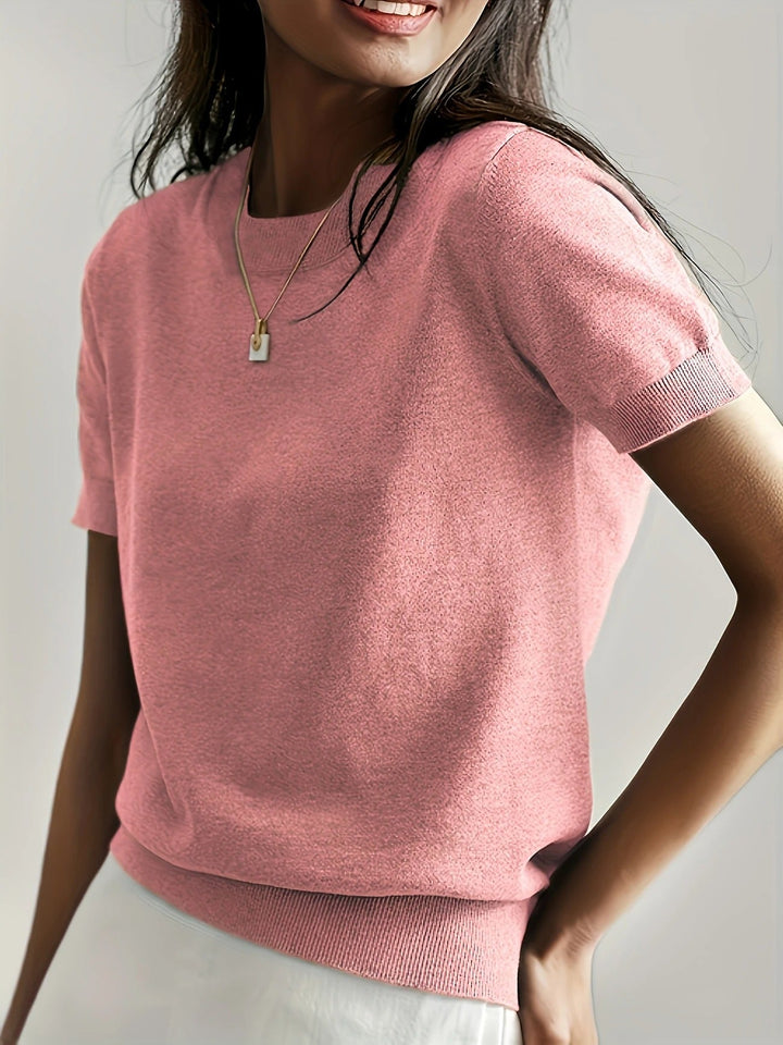 Women's Knit Short Sleeve Crew Neck T-Shirt